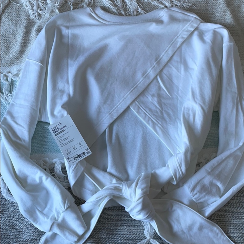 Yoga tie back sweatshirt (white) NWT